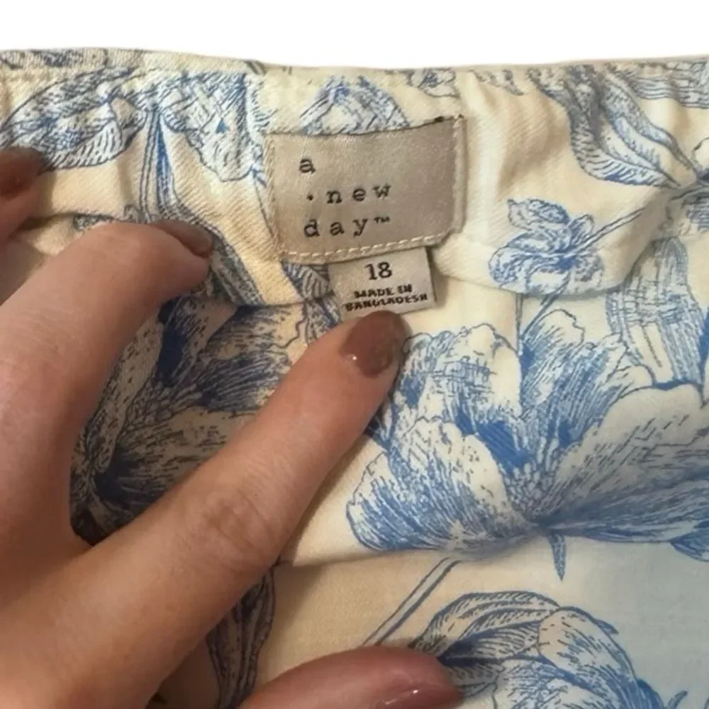 NWOT- A New Day- Women's Garden Party Midi A-Line Blue Toile Skirt, Plus Size 18
